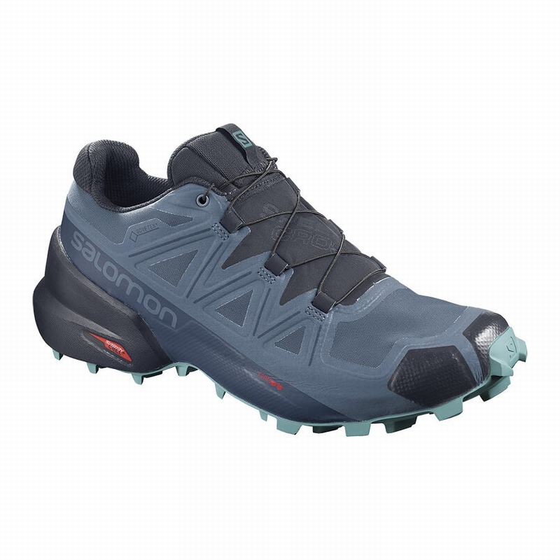 Salomon Israel SPEEDCROSS 5 GORE-TEX - Womens Trail Running Shoes - Blue/Navy (ZSMU-65708)